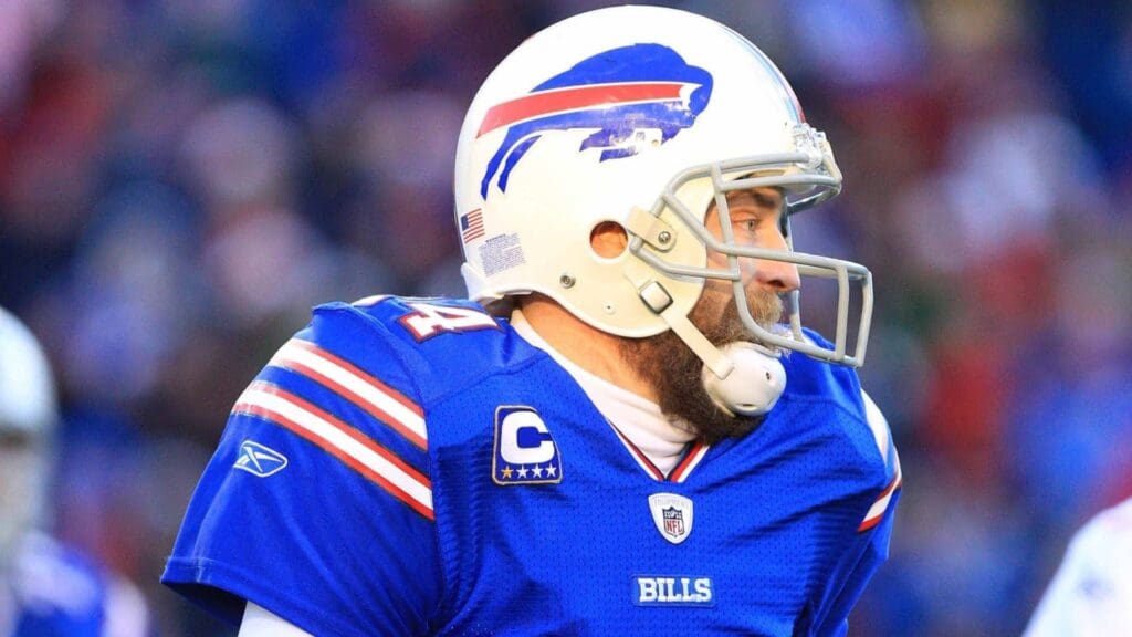 Dec 24, 2011; Orchard Park, NY, USA; Buffalo Bills quarterback Ryan Fitzpatrick (14) during play against the Denver Broncos at Ralph Wilson Stadium.