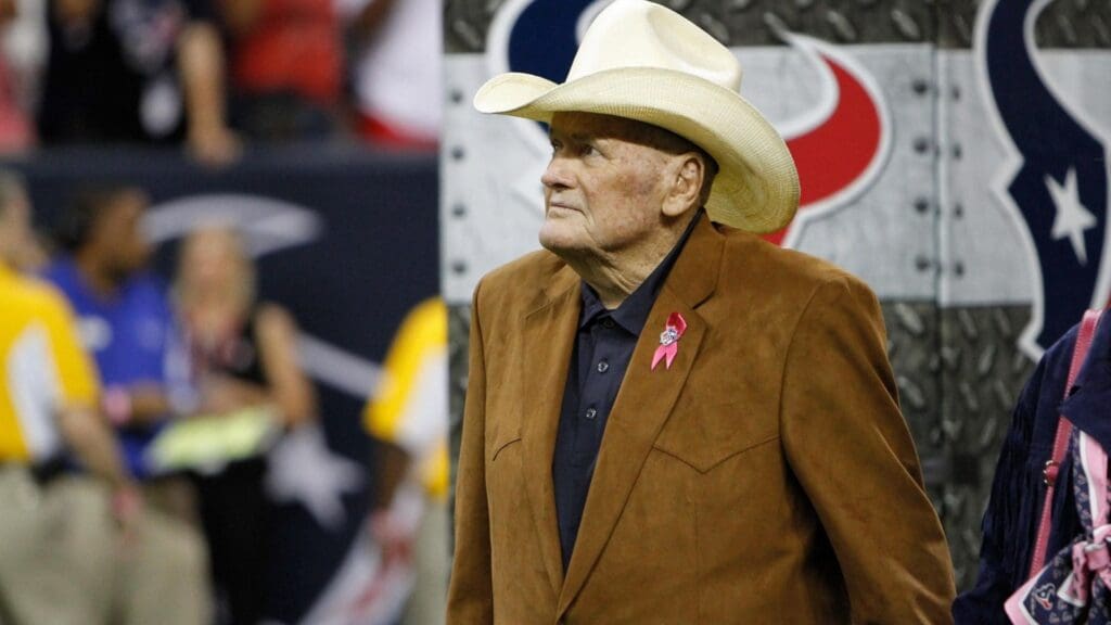 Oct 14, 2012; Houston, TX, USA; Houston Oilers former head coach Bum Phillips attends a game between the Houston Texans and Green Bay Packers in the first quarter at Reliant Stadium.