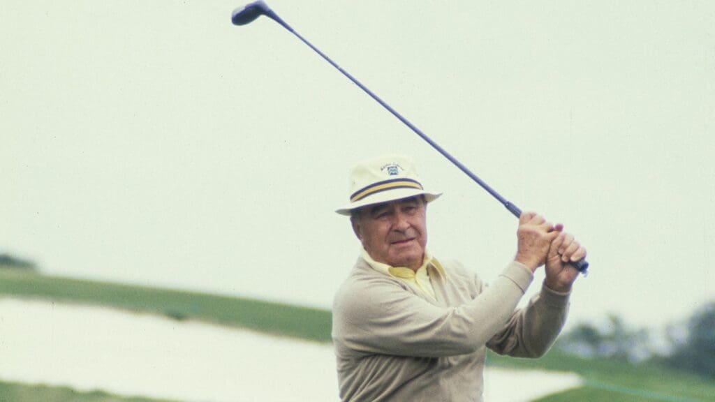 04/08/1979; Augusta, Georgia, USA; Byron Nelson at the Augusta National GC during the 1979 Masters.