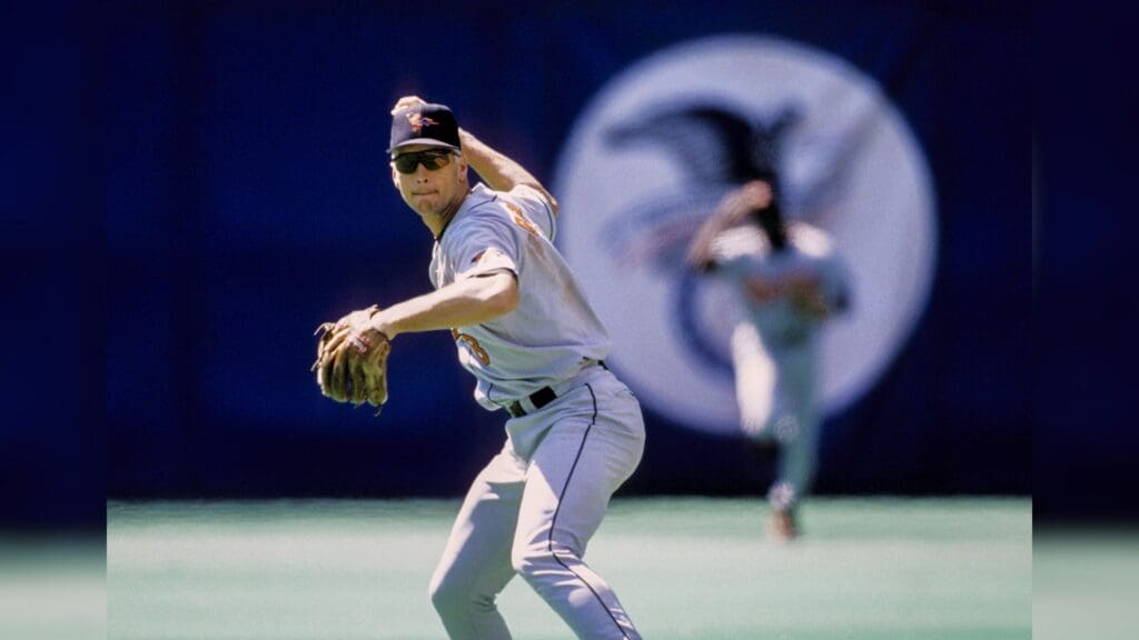 1996, Unknown location, USA; FILE PHOTO; Baltimore Orioles third baseman Cal Ripken Jr. in action during the 1996 season.