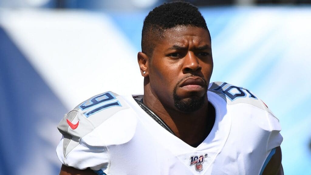 Sep 15, 2019; Nashville, TN, USA; Tennessee Titans linebacker Cameron Wake (91) takes the field before the game against the Indianapolis Colts at Nissan Stadium.