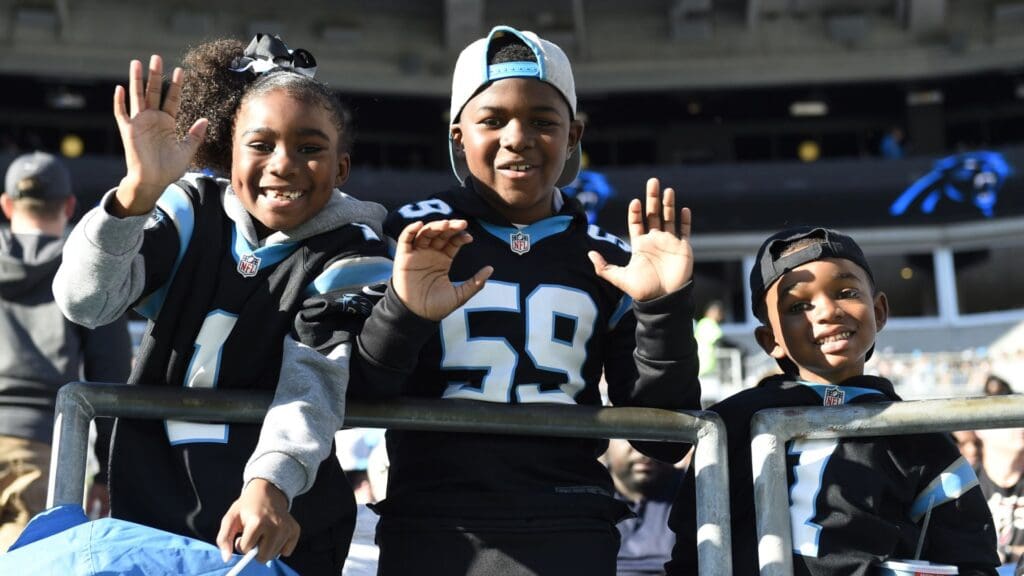 Dec 1, 2019; Charlotte, NC, USA; Carolina Panthers fans in the second quarter at Bank of America Stadium.