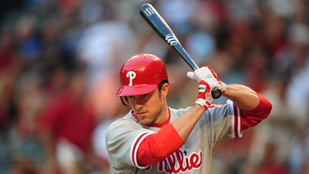 May 5, 2008; Phoenix, AZ, USA; Philadelphia Phillies second baseman Chase Utley against the Arizona Diamondbacks at Chase Field.