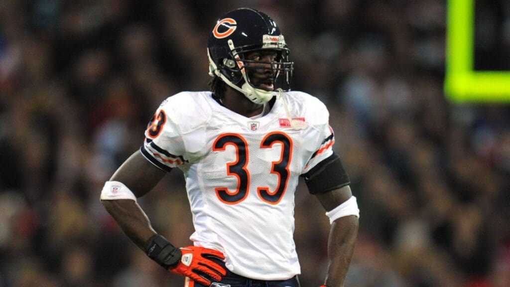 October 23, 2011; London, ENGLAND; Chicago Bears cornerback Charles Tillman (33) stands between plays during the second quarter in the NFL International Series game against the Tampa Bay Buccaneers at Wembley Stadium. The Bears defeated the Buccaneers 24-18.