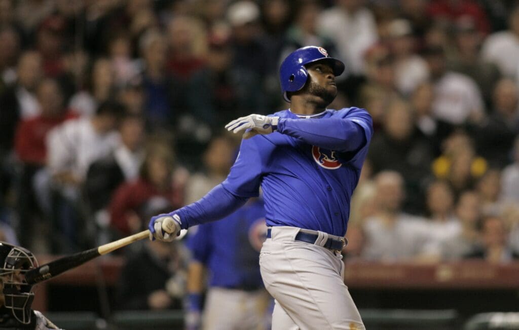 April 6, 2009; Houston, TX, USA; Chicago Cubs right fielder Milton Bradley (21) against the Houston Astros in the eight inning at Minute Maid Park. 