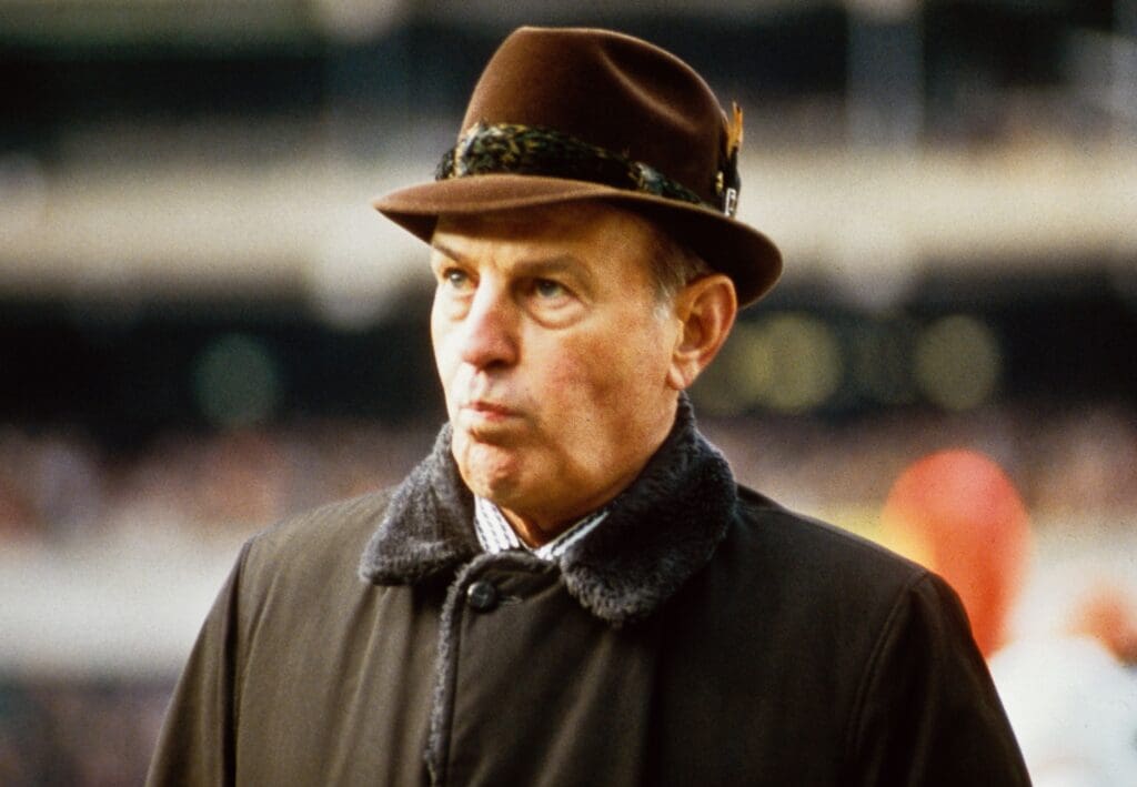 Dec 1974; Cincinnati, OH, USA; FILE PHOTO; Cincinnati Bengals head coach Paul Brown on the sidelines during the 1974 season at Riverfront Stadium.