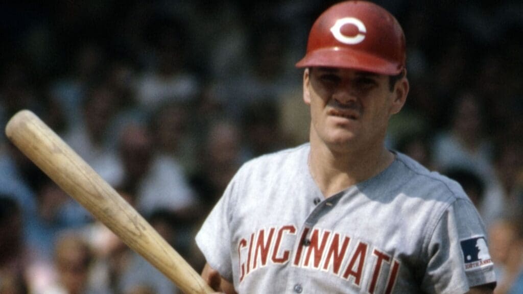 Aug 1969; Pittsburgh, PA, USA; FILE PHOTO; Cincinnati Reds outfielder Pete Rose (14) walks up to bat during the 1969 season.
