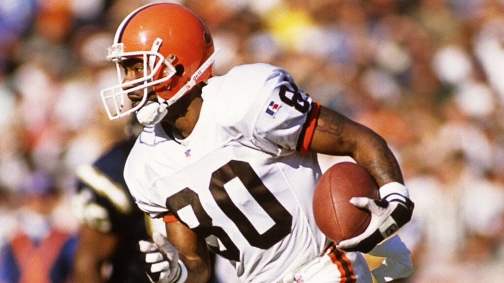Dec 3, 1995; San Diego, CA, USA; FILE PHOTO; Cleveland Browns receiver Andre Rison (83) in action against the San Diego Chargers at Jack Murphy Stadium.