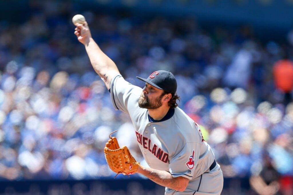 Jul 3, 2016; Toronto, Ontario, CAN; Cleveland Indians relief pitcher Joba Chamberlain (62) delivers a pitch against the Toronto Blue Jays in the fourth inning at Rogers Centre.