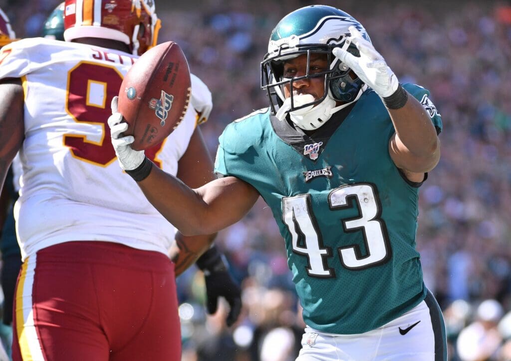 Sep 8, 2019; Philadelphia, PA, USA; Philadelphia Eagles running back Darren Sproles (43) against the Washington Redskins at Lincoln Financial Field.