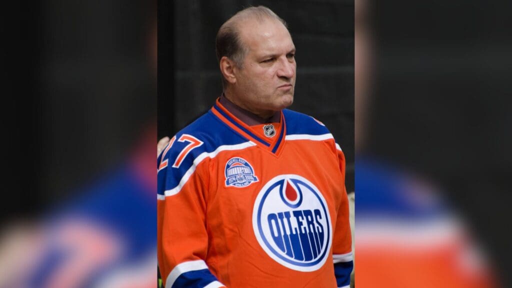 Dave Semenko in April 2016 at Edmonton Oilers farewell to Rexall Place
