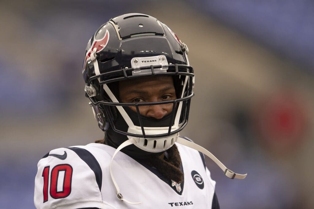 Nov 17, 2019; Baltimore, MD, USA; Houston Texans wide receiver DeAndre Hopkins (10) before the game against the Baltimore Ravens at M&T Bank Stadium.