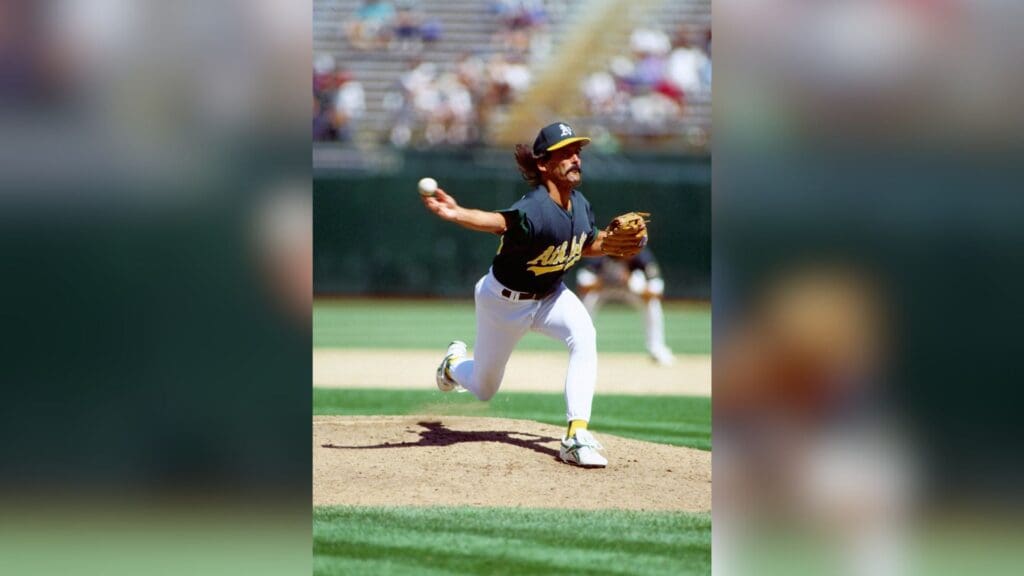 Unknown Date 1995; Oakland, CA, USA; FILE PHOTO; Oakland Athletics pitcher DENNIS ECKERSLEY in action against the Seattle Mariners at the Oakland Coliseum during the 1995 season.