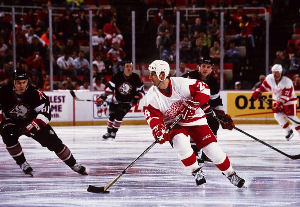 Unknown Date, 1999; Detroit, MI, USA; FILE PHOTO; Detroit Red Wings defensemen Chris Chelios (24) in action against the Buffalo Sabres at Joe Louis Arena.