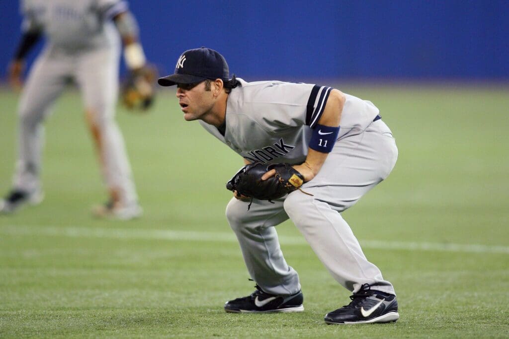 Caption:
May 30, 2007; Toronto, ON, Canada; New York Yankees first baseman (11) Doug Mientkiewicz in action against the Toronto Blue Jays at the Rogers Centre in Toronto, ON. New York won 10-5.