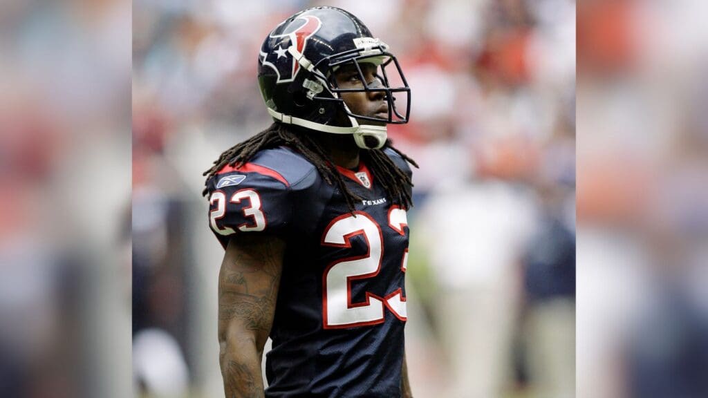 Nov 29, 2009; Houston, TX, USA; Houston Texans cornerback Dunta Robinson (23) between plays against the Indianapolis Colts in the second quarter at Reliant Stadium