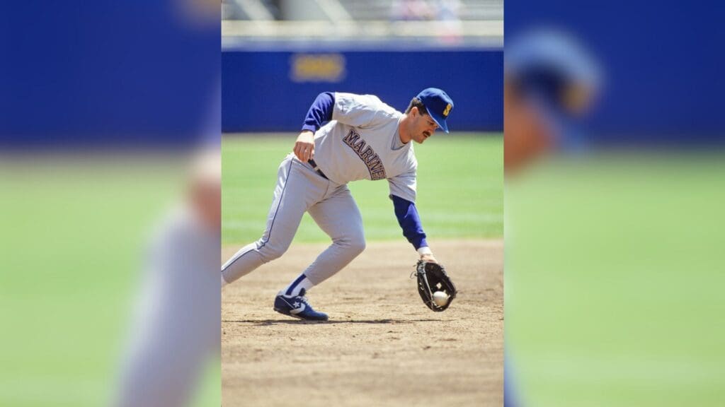 May 22, 1990; Milwaukee, WI, USA; FILE PHOTO; Seattle Mariners third baseman Edgar Martinez (11) in action against the Milwaukee Brewers at County Stadium.