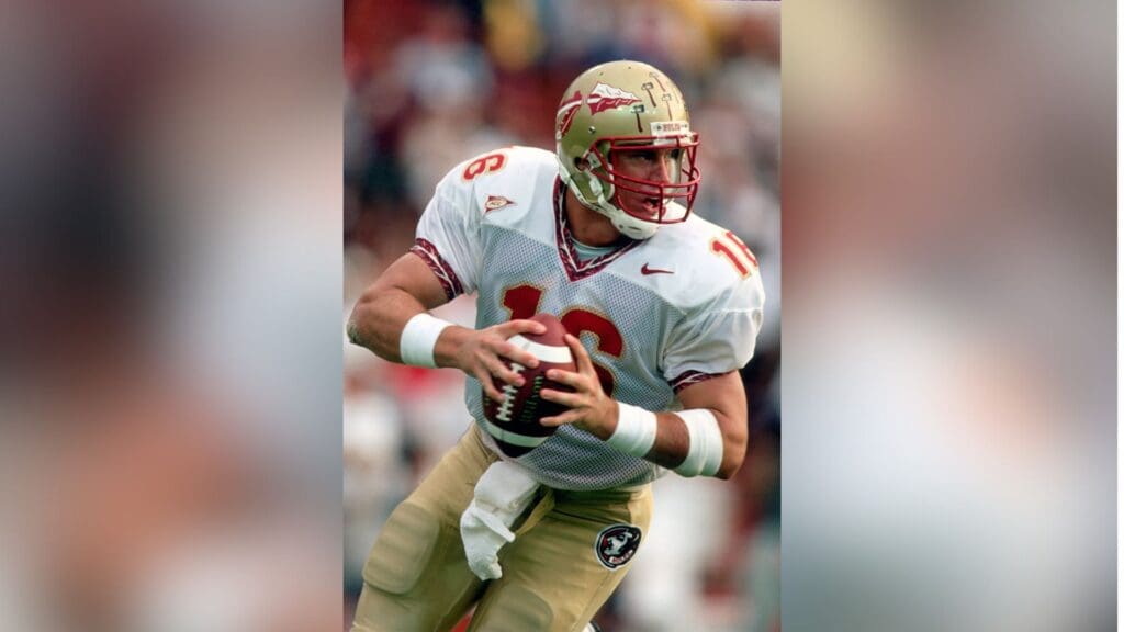 Sep 1998; Miami, FL, USA; FILE PHOTO; Florida State Seminoles quarterback #16 CHRIS WEINKE in action against the Miami Hurricanes during the 1997 season at the Orange Bowl. 