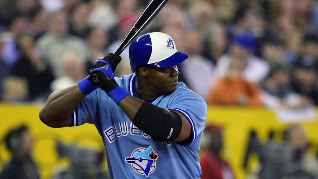 Apr 4, 2008; Toronto, ON, Canada; Toronto Blue Jays designated hitter Frank Thomas (35) bats against the Boston Red Sox at the Rogers Centre in Toronto, ON. The Blue Jays beat the Red Sox 6-3.