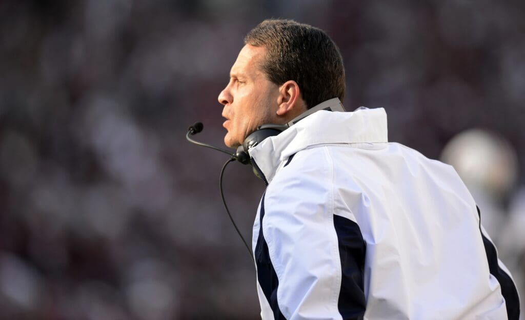 November 24, 2012; Tuscaloosa, AL, USA; Auburn Tigers head coach Gene Chizik yells to his players against the Alabama Crimson Tide during the first quarter at Bryant Denny Stadium.