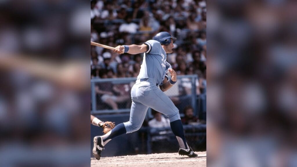 July 1983; Cleveland, OH, USA; FILE PHOTO; Kansas City Royals third baseman George Brett (5) in action against the Cleveland Indians at Cleveland Stadium during the 1983 season.
