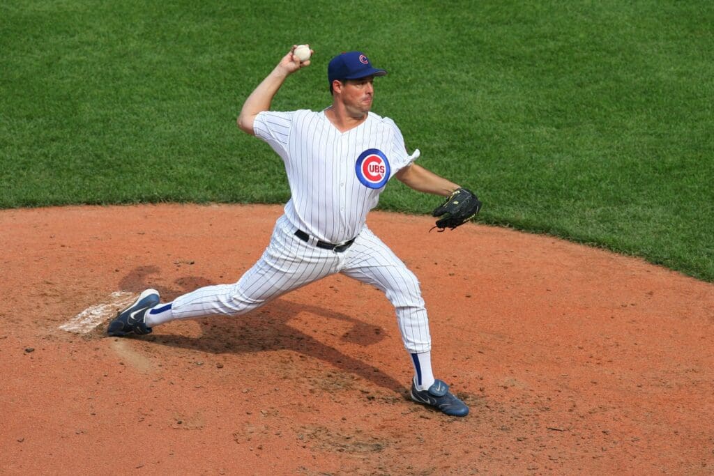 July 29, 2006; Chicago, IL, USA; Chicago Cubs starting pitcher Greg Maddux (31) delivers a pitch during the fourth inning at Wrigley Field in Chicago, IL. The Chicago Cubs defeated the St. Louis Cardinals 4-2.