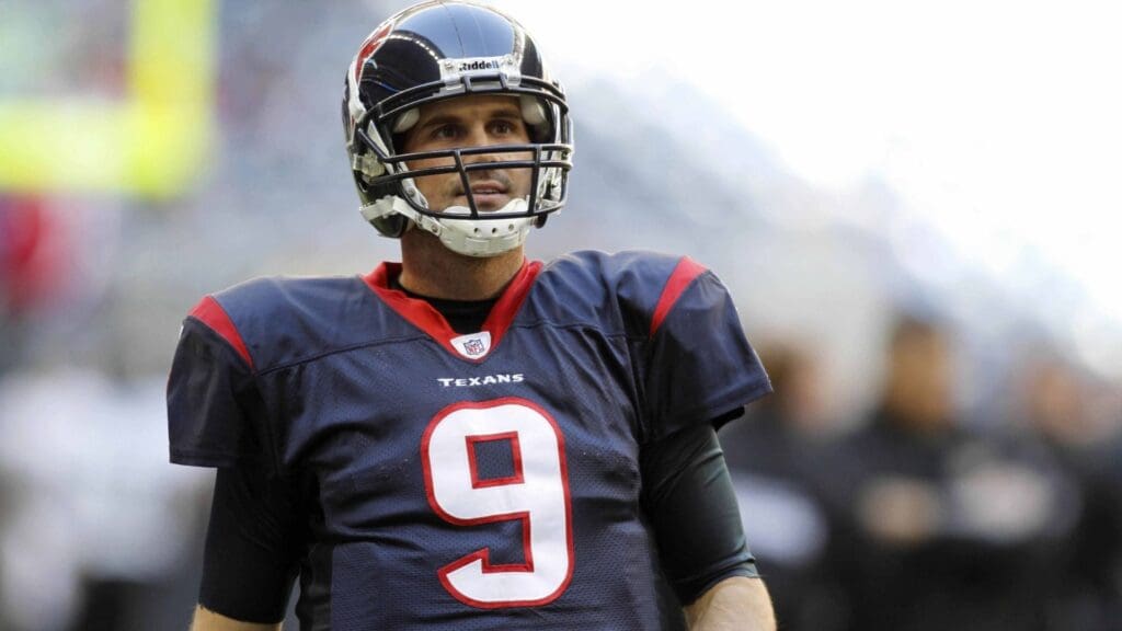 Jan 2, 2011; Houston, TX, USA; Houston Texans quarterback Matt Leinart (9) prepares for a game against the Jacksonville Jaguars at Reliant Stadium.