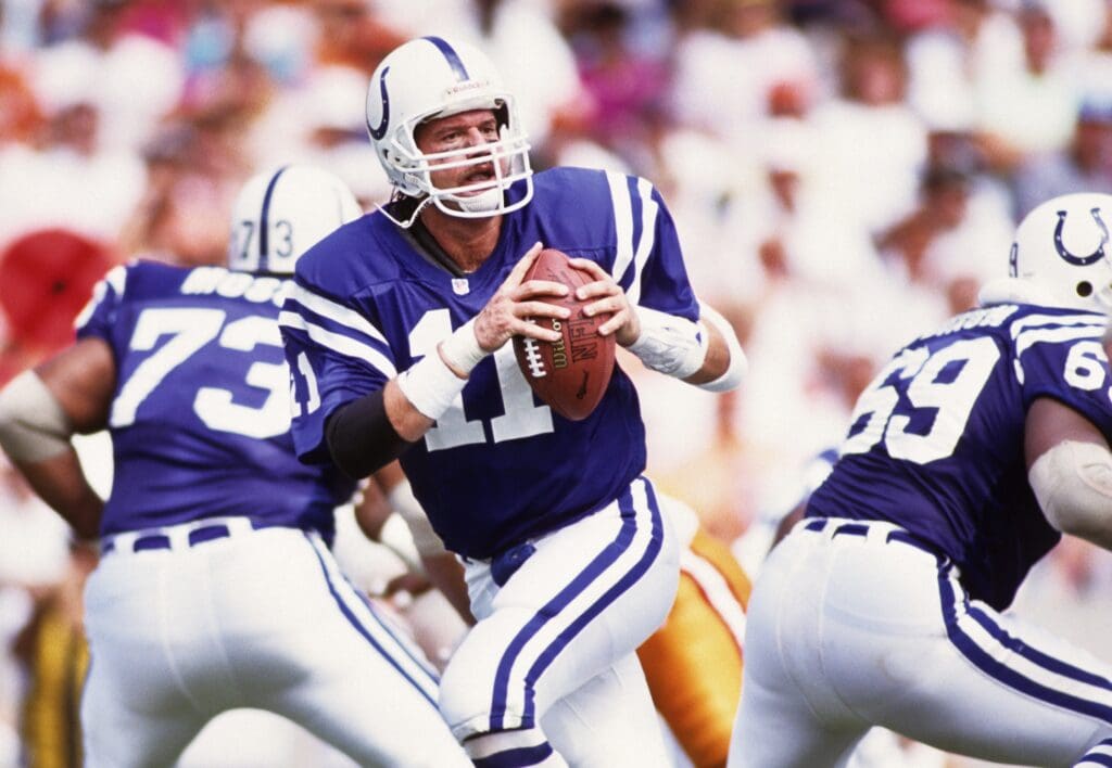 Oct 4, 1992; Tampa, FL, USA; FILE PHOTO; Indianapolis Colts quarterback Jeff George (11) in action against the Tampa Bay Buccaneers at Tampa Stadium.