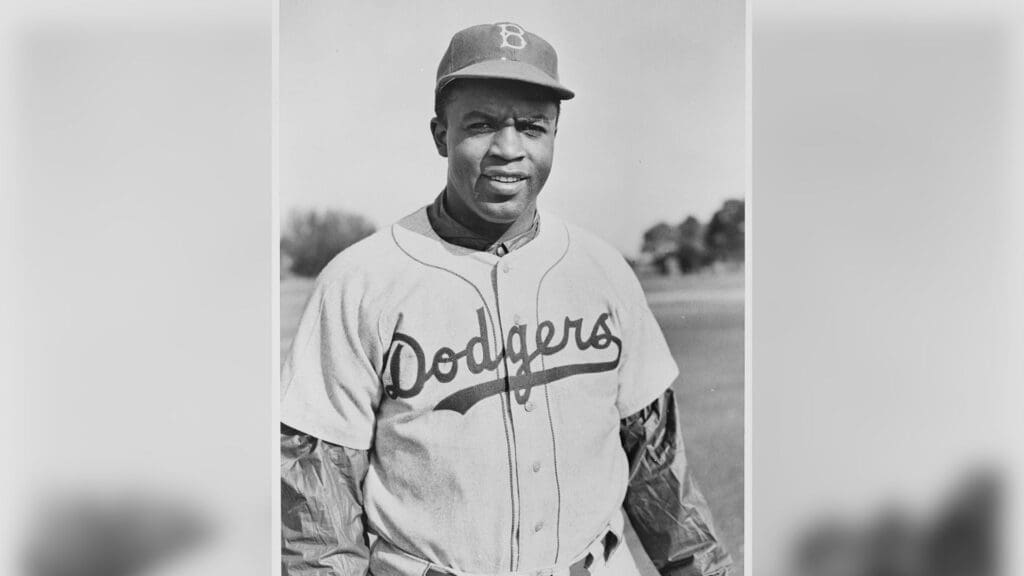 Jackie Robinson as a member of the Brooklyn Dodgers, circa 1950.