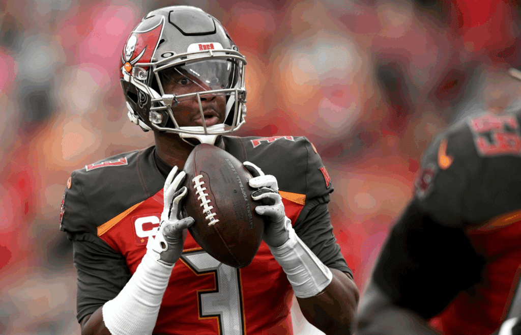 Dec 21, 2019; Tampa, Florida, USA; Tampa Bay Buccaneers quarterback Jameis Winston (3) looks to pass during the third quarter against the Houston Texans at Raymond James Stadium. 