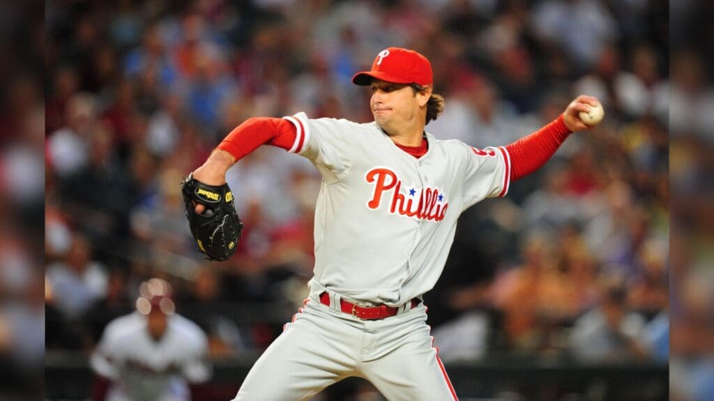 May 5, 2008; Phoenix, AZ, USA; Philadelphia Phillies pitcher Jamie Moyer pitches against the Arizona Diamondbacks at Chase Field.