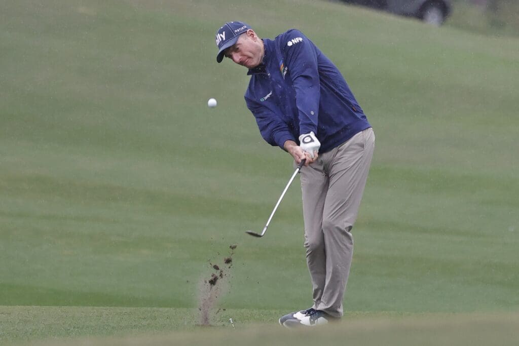 Dec 16, 2023; Orlando, Florida, USA; Jim Furyk hits onto the third green during the PNC Championship at The Ritz-Carlton Golf Club. 