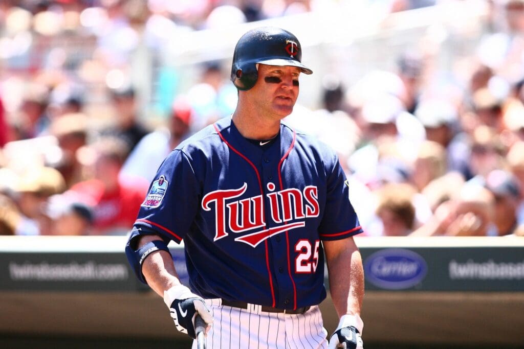 July 21, 2010; Minneapolis, MN, USA; Minnesota Twins designated hitter Jim Thome (25) during the game against the Cleveland Indians at Target Field. The Twins defeated the Indians 4-1.