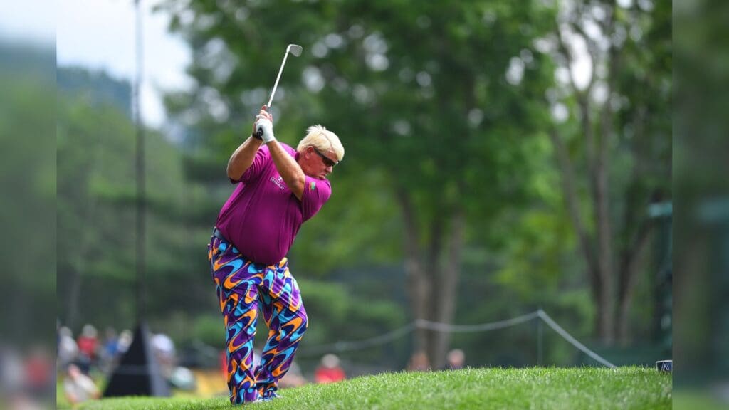 Jul 5, 2018; White Sulphur Springs, WV, USA; John Daly on the 10th fairway during the first round of A Military Tribute at The Greenbrier golf tournament at The Old White TPC.