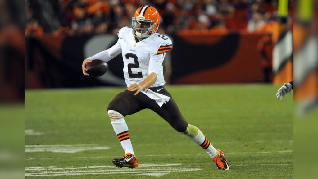 Aug 28, 2014; Cleveland, OH, USA; Cleveland Browns quarterback Johnny Manziel (2) at FirstEnergy Stadium.