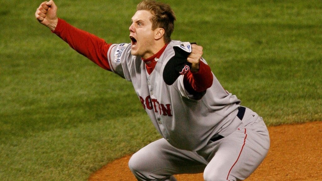 2007 World Series Game 4 -- Boston Red Sox vs. Colorado Rockies -- Boston Red Sox pitcher Jonathan Papelbon celebrates the final out of the Red Sox 4-3 victory over the Colorado Rockies. The Red Sox completed a four-game sweep to win the World Series. Xxx Ws Game 4 Dec262 Jpg S Bbo Usa Co