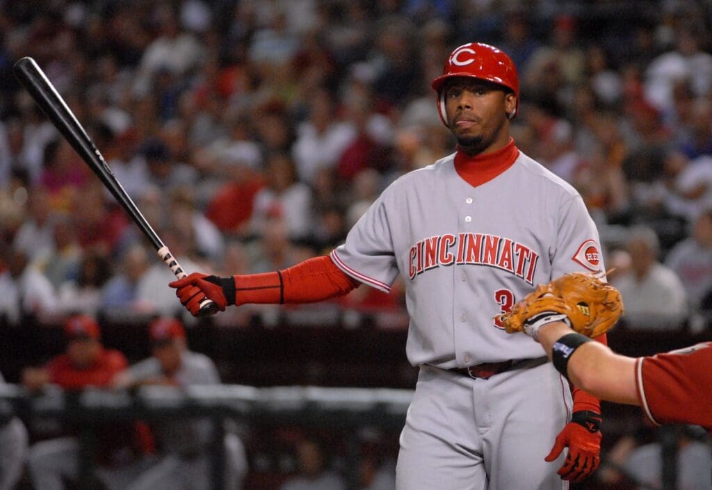 Apr 10, 2007; Phoenix, AZ, USA; Cincinnati Reds right fielder (3) Ken Griffey Jr stands in the batters box against the Arizona Diamondbacks at Chase Field in Phoenix, AZ.