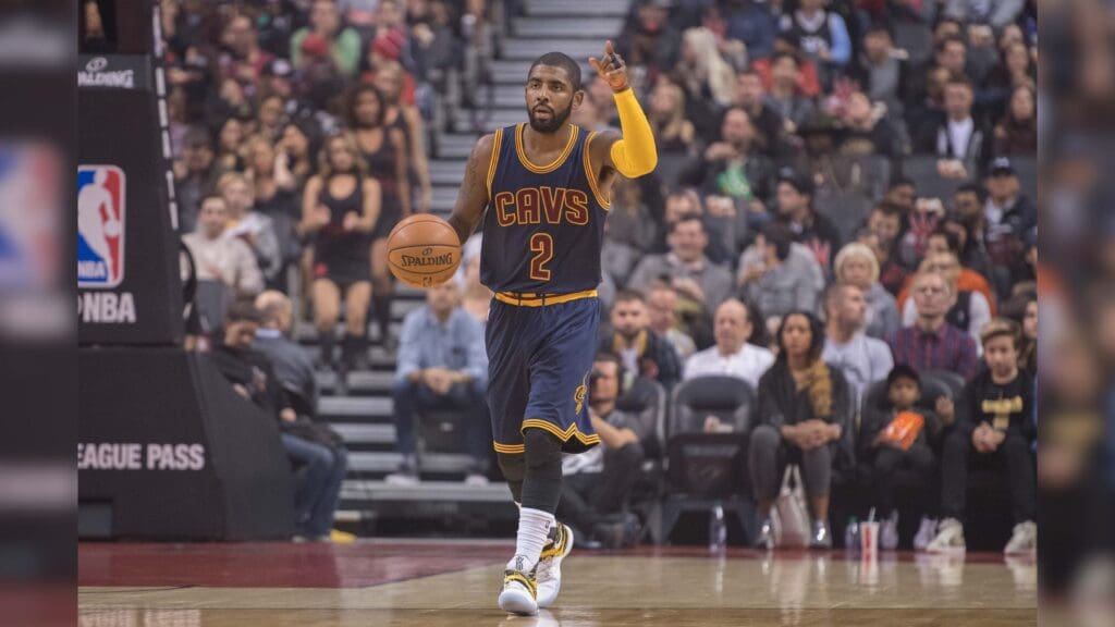 Oct 28, 2016; Toronto, Ontario, CAN; Cleveland Cavaliers guard Kyrie Irving (2) dribbles the ball up court during the first quarter in a game against the Toronto Raptors at Air Canada Centre. The Cleveland Cavaliers won 94-91.