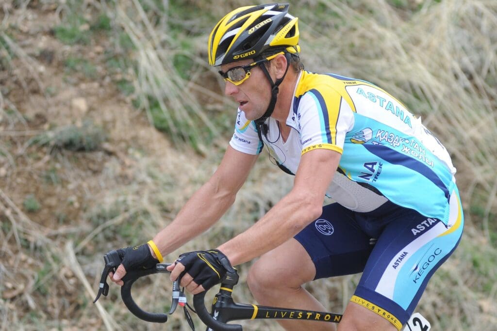Feb. 22, 2009; Escondido, CA, USA; Astana rider Lance Armstrong make his way up one of the many climbs of Palomar Mountain during the eighth stage of the 2009 Tour of California in Escondido, CA.