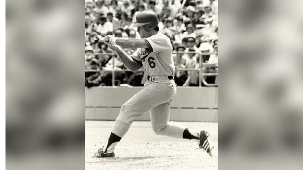 July 1970; Cincinnati, OH, USA: FILE PHOTO; Los Angeles Dodgers first baseman Steve Garvey (6) during the 1970 season at Dodger Stadium.