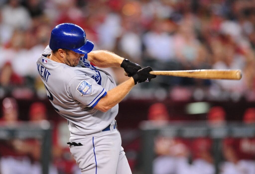 Jul 20, 2008; Phoenix, AZ, USA; Los Angeles Dodgers second baseman Jeff Kent against the Arizona Diamondbacks at Chase Field.
