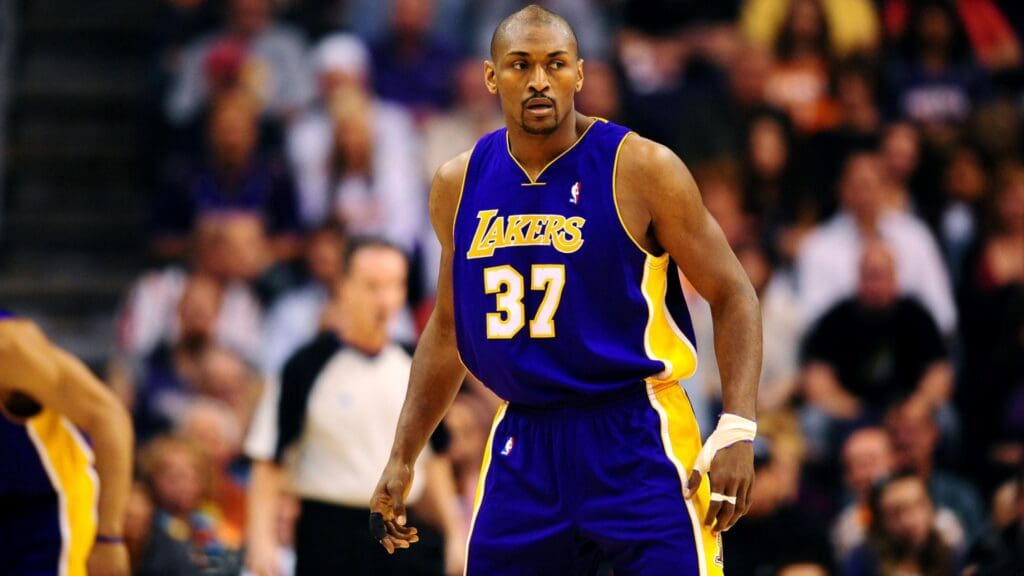 Mar. 12, 2010; Phoenix, AZ, USA; Los Angeles Lakers forward (37) Ron Artest against the Phoenix Suns at the US Airways Center. The Lakers defeated the Suns 102-96. 