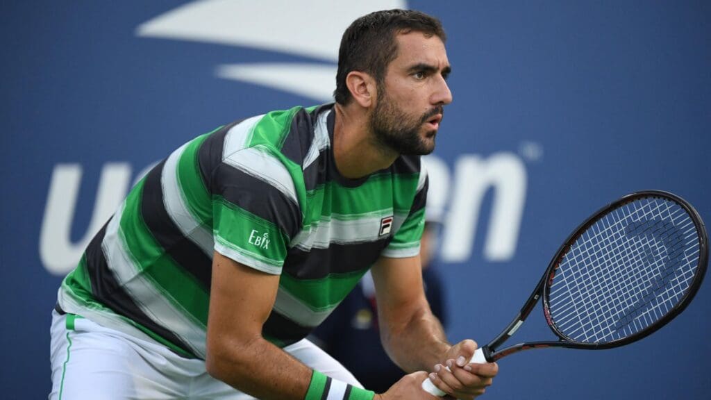 Aug 30, 2018; New York, NY, USA; Marin Cilic of Croatia faces Hubert Hurkacz of Poland in a second round match on day four of the 2018 U.S. Open tennis tournament at USTA Billie Jean King National Tennis Center.