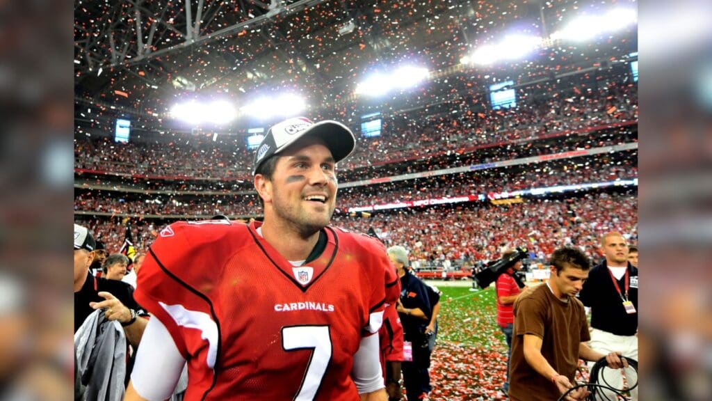Jan. 18, 2009; Glendale, AZ, USA; Arizona Cardinals quarterback Matt Leinart against the Philadelphia Eagles during the NFC Championship game at University of Phoenix Stadium. Arizona defeated the Eagles 32-25 to advance to the Super Bowl.