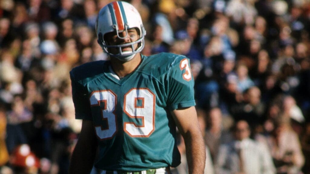 Jan 16, 1972; New Orleans, LA, USA; FILE PHOTO; Miami Dolphins running back Larry Csonka (39) on the field against the Dallas Cowboys during Super Bowl VI at Tulane Stadium. The Cowboys defeated Dolphins 24-3. 