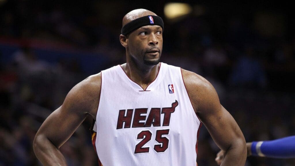 February 3, 2011; Orlando, FL, USA; Miami Heat center Erick Dampier (25) during the second half against the Orlando Magic at Amway Center. The Heat won 104-100.