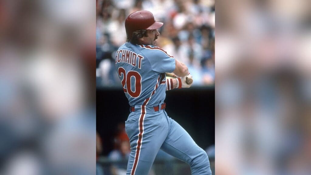 1976; Unknown location, USA; FILE PHOTO; Philadelphia Phillies batter Mike Schmidt in action during the 1976 season.