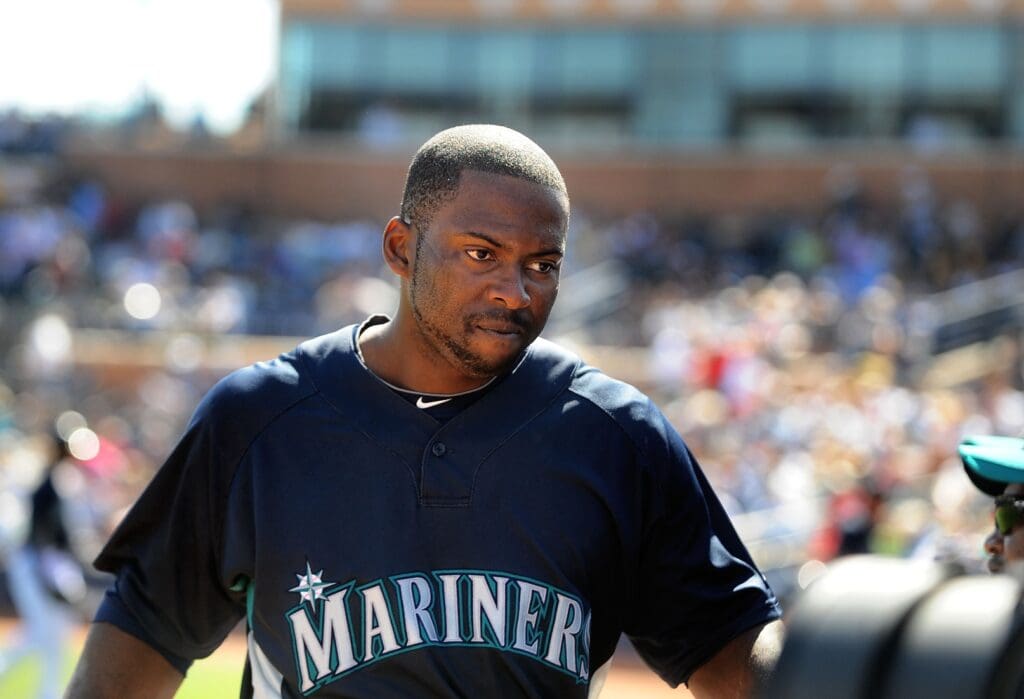 Mar. 12, 2010; Peoria, AZ, USA; Seattle Mariners outfielder Milton Bradley against the Kansas City Royals at Peoria Stadium. 