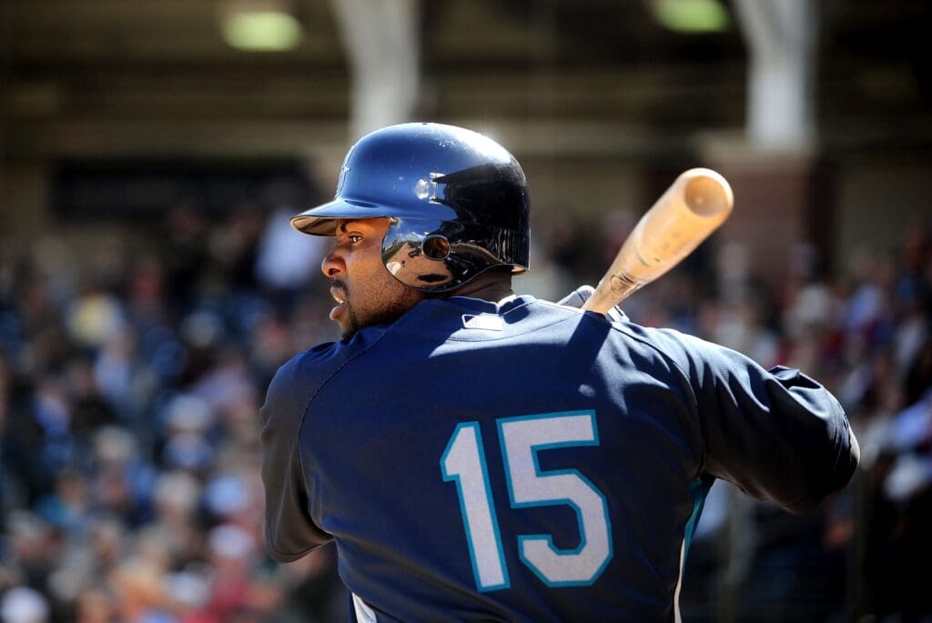 Mar. 10, 2010; Tempe, AZ, USA; Seattle Mariners batter Milton Bradley against the Texas Rangers during a spring training game at Surprise Stadium.