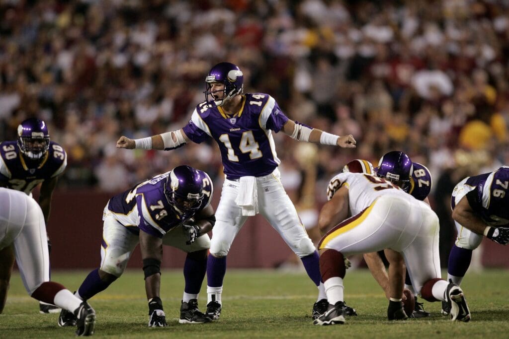 Sept 11, 2006; Landover, MD, USA; Minnesota Vikings quarterback (14) Brad Johnson during the third quarter against the Washington Redskins at FedEx Field in Landover, MD.